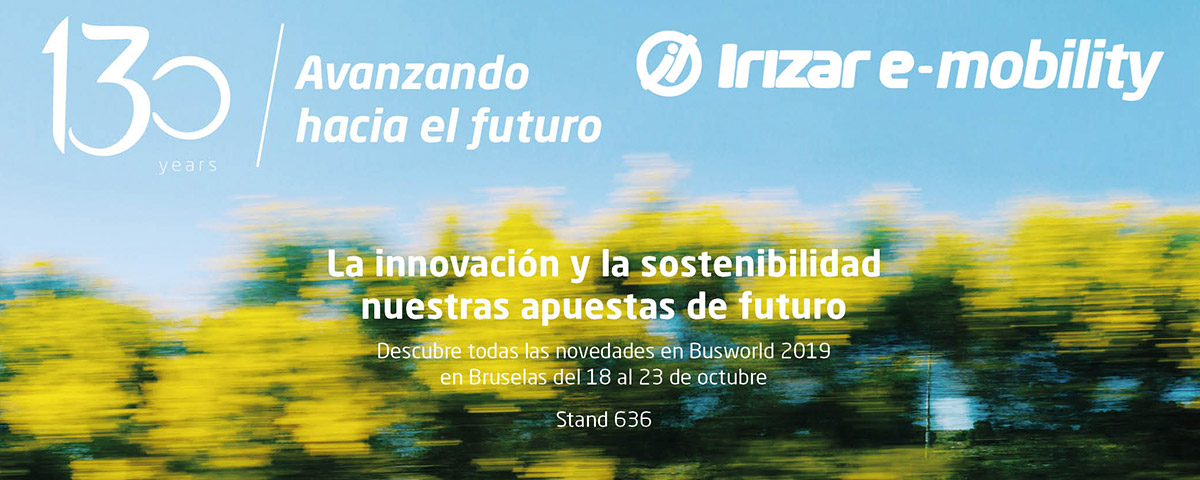 El Grupo Irizar realiza un despliegue sin precedentes de su estrategia de marca, tecnología y sostenibilidad en la Feria Internacional de Autobuses y Autocares Busworld que se celebrará entre los días 18 y 23 de octubre de 2019.